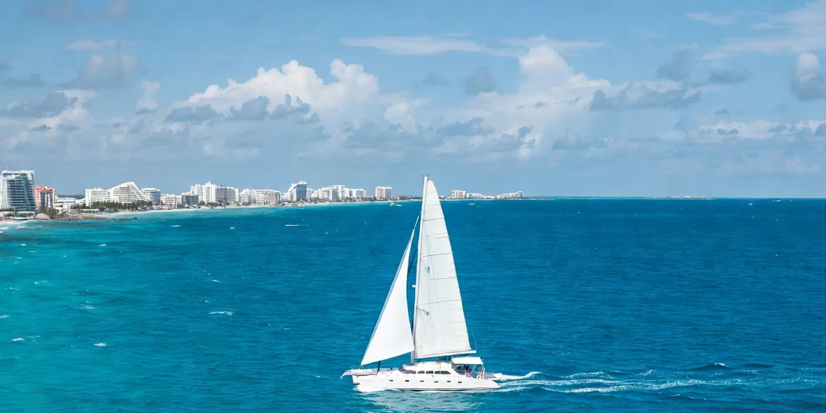 Cancún hotel zone beach with white sand and Caribbean water