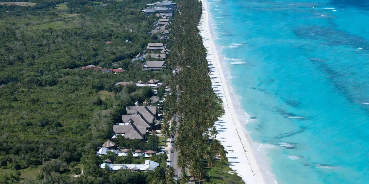 Palapa-roofed beachfront hotel on the Tulum hotel zone